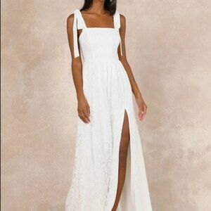 Lulus White Lace Tie-strap Maxi Dress [LENGTH ALTERED for 5'4" HEIGHT]